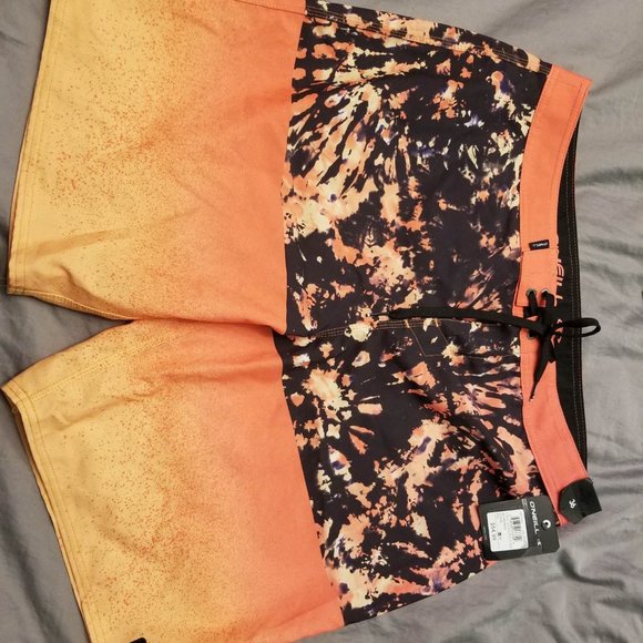 Oneill black orange yellow baord shorts - Picture 1 of 2
